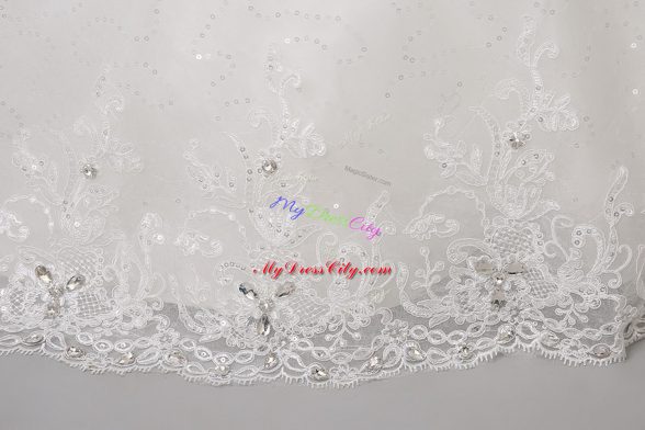 On Sale White Bridal Gown Sweetheart Sleeveless Chapel Train Lace Up