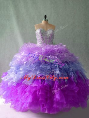 Ball Gowns Quinceanera Dresses Multi-color Sweetheart Organza Sleeveless Floor Length Lace Up