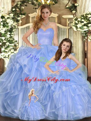 Ball Gowns Vestidos de Quinceanera Lavender Sweetheart Organza Sleeveless Floor Length Lace Up