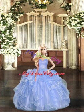 Ball Gowns Vestidos de Quinceanera Lavender Sweetheart Organza Sleeveless Floor Length Lace Up