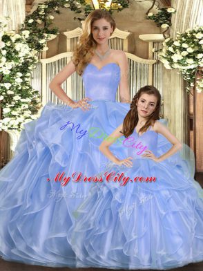 Ball Gowns Vestidos de Quinceanera Lavender Sweetheart Organza Sleeveless Floor Length Lace Up