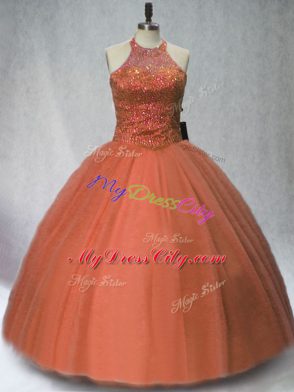 Tulle Sleeveless Floor Length Quinceanera Dresses and Beading
