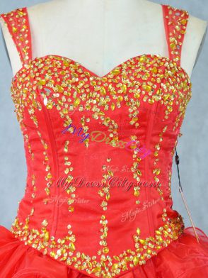 Luxury Sleeveless Beading and Ruffled Layers Lace Up Juniors Party Dress