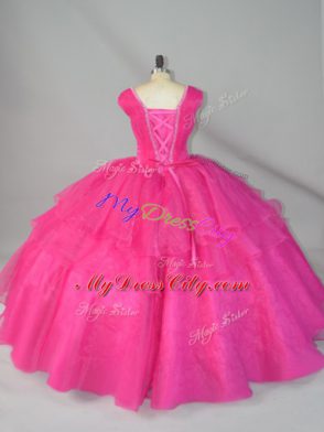 Exceptional Sleeveless Lace Up Floor Length Beading Quinceanera Dress