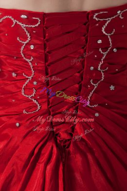 Custom Fit Sleeveless Lace Up Floor Length Beading Sweet 16 Dress