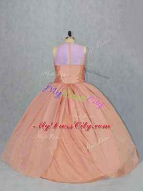 Best Selling Peach Quince Ball Gowns Sweet 16 and Quinceanera with Embroidery Scoop Sleeveless Zipper