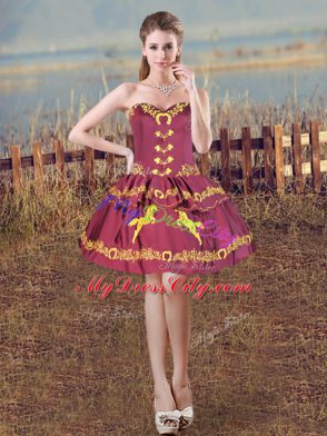 Ball Gowns Sleeveless Burgundy Quinceanera Gown Brush Train Lace Up