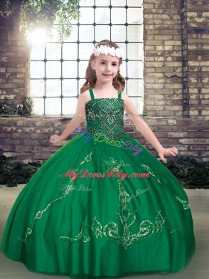 Sleeveless Beading Lace Up Pageant Gowns For Girls