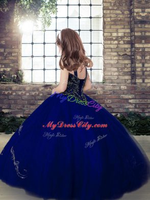 Sleeveless Beading Lace Up Pageant Gowns For Girls