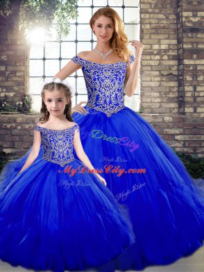 Floor Length Ball Gowns Sleeveless Royal Blue Quinceanera Dress Lace Up