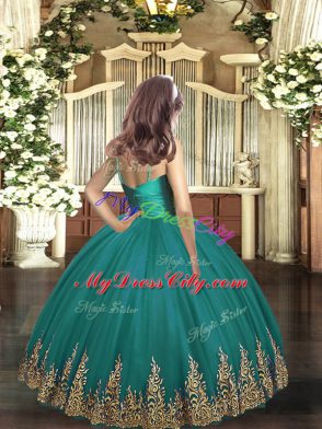Pretty Purple Kids Formal Wear Party and Sweet 16 and Wedding Party with Embroidery V-neck Sleeveless Zipper