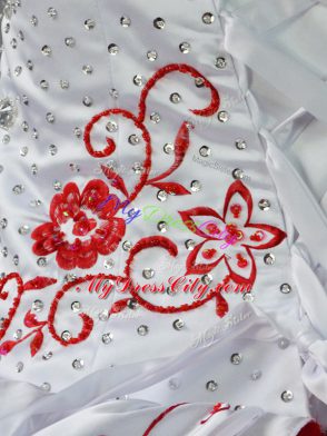 Sleeveless Court Train Lace Up Embroidery 15 Quinceanera Dress