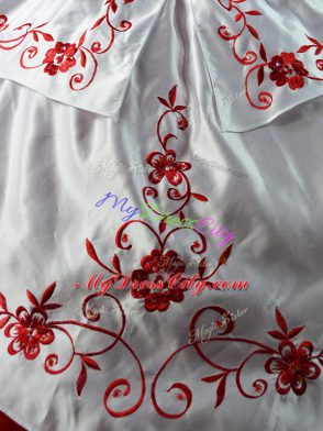 Sleeveless Court Train Lace Up Embroidery 15 Quinceanera Dress