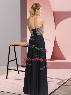 Nice Floor Length Purple Evening Outfits Chiffon Sleeveless Beading