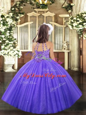 Trendy Halter Top Sleeveless Lace Up Pageant Dress Womens Lavender Tulle