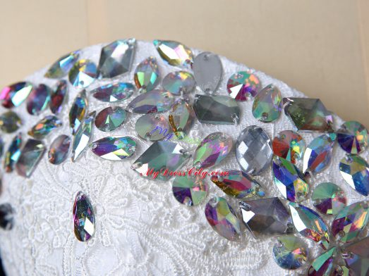 Sleeveless Lace Up Mini Length Beading and Lace Wedding Dress