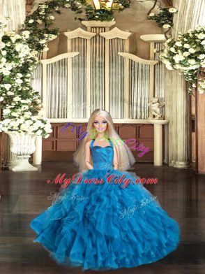 Designer Sleeveless Lace Up Floor Length Ruffles Ball Gown Prom Dress