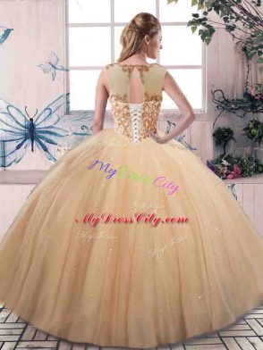 Popular Yellow Green Scoop Neckline Beading Quinceanera Dress Sleeveless Lace Up
