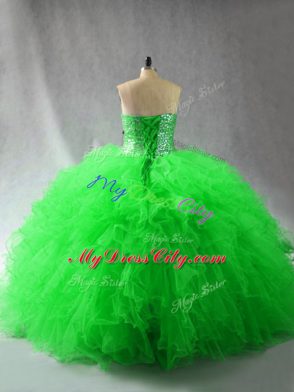 Beading and Ruffles Sweet 16 Dress Lace Up Sleeveless Floor Length