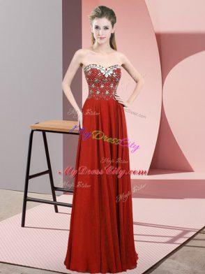 Sleeveless Zipper Floor Length Beading Junior Homecoming Dress