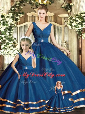 Sleeveless Beading and Ruffled Layers Backless Sweet 16 Dresses