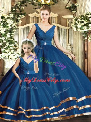 Sleeveless Beading and Ruffled Layers Backless Sweet 16 Dresses