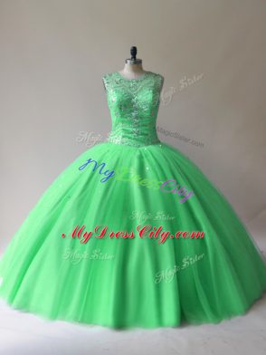 New Style Green Sleeveless Tulle Lace Up 15 Quinceanera Dress for Sweet 16 and Quinceanera