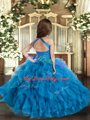 Sleeveless Lace Up Floor Length Ruffles Pageant Dress for Womens