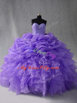 Modern Floor Length Ball Gowns Sleeveless Lavender 15 Quinceanera Dress Lace Up