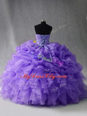 Modern Floor Length Ball Gowns Sleeveless Lavender 15 Quinceanera Dress Lace Up