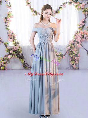 Best Selling Off The Shoulder Sleeveless Chiffon Wedding Party Dress Belt Lace Up