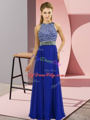 Sumptuous Empire Evening Wear Royal Blue Scoop Chiffon Sleeveless Side Zipper