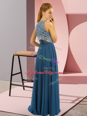 Sumptuous Empire Evening Wear Royal Blue Scoop Chiffon Sleeveless Side Zipper