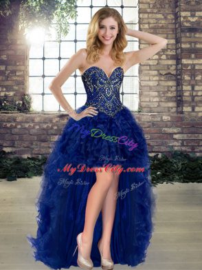 Designer Sweetheart Sleeveless Lace Up Quinceanera Dresses Royal Blue Organza