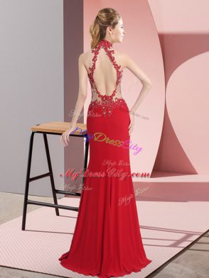 Exceptional Lace and Appliques Dress for Prom Royal Blue Backless Sleeveless Floor Length