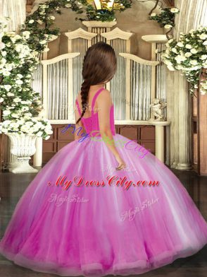 Straps Sleeveless Lace Up Little Girls Pageant Dress Yellow Tulle