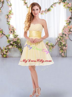 Yellow Sleeveless Belt Mini Length Dama Dress