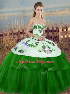 Floor Length Green Quinceanera Dress Sweetheart Sleeveless Lace Up