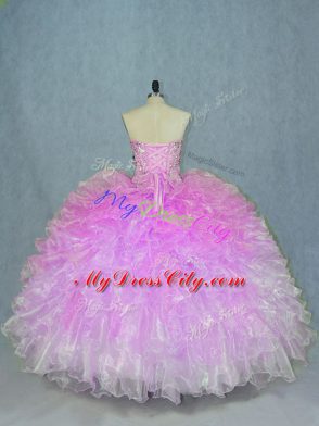 Beading and Ruffles Vestidos de Quinceanera Multi-color Lace Up Sleeveless Floor Length