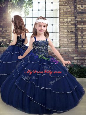 Modern Sleeveless Beading Lace Up Little Girl Pageant Dress