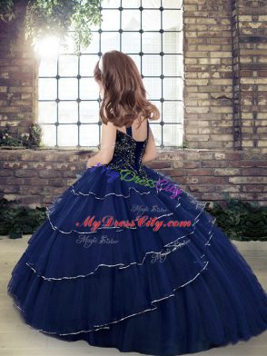 Modern Sleeveless Beading Lace Up Little Girl Pageant Dress
