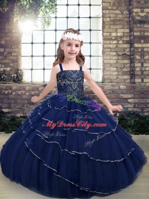 Modern Sleeveless Beading Lace Up Little Girl Pageant Dress