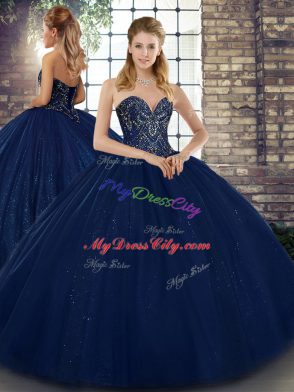 Sleeveless Beading Lace Up Quince Ball Gowns