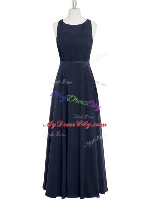 Designer Black Scoop Zipper Ruching Prom Gown Sleeveless