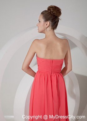 Beading Watermelon Red High-low Celebrity Dresses with Beading