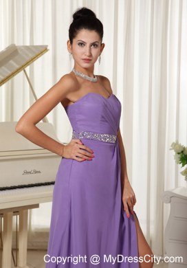 Lilac Empire High Slit With Beaded Waist Sweetheart Celebrity Dresses