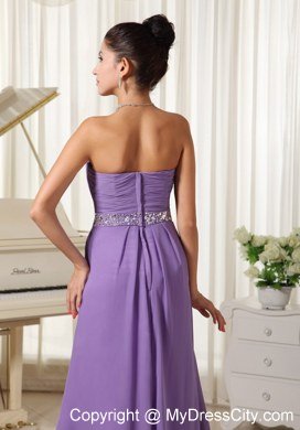 Lilac Empire High Slit With Beaded Waist Sweetheart Celebrity Dresses