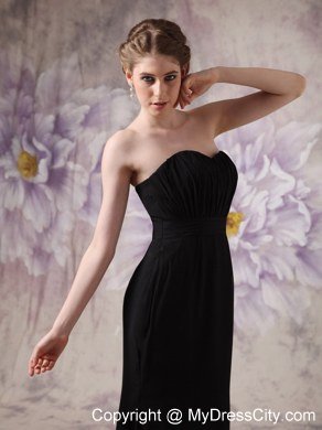Black Celebrity Dress Column Sweetheart Brush Train Chiffon Ruching