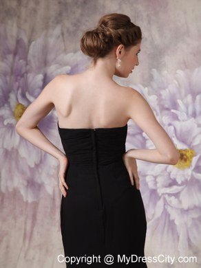 Black Celebrity Dress Column Sweetheart Brush Train Chiffon Ruching