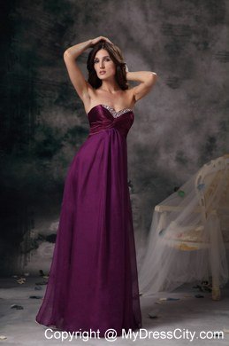 Dark Purple Celebrity Dress Empire Beading Sweetheart Chiffon Floor-length